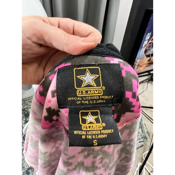 US Army Blaze Pink Camo Jersey Hoodies Zip Hooded Jacket Small - Picture 6 of 10